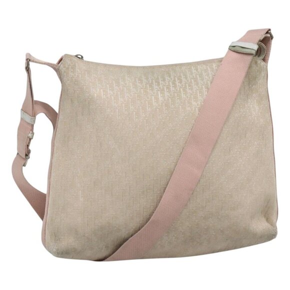 Christian Dior Trotter Canvas Shoulder Bag Beige Pink Silver Auth - Picture 1 of 15